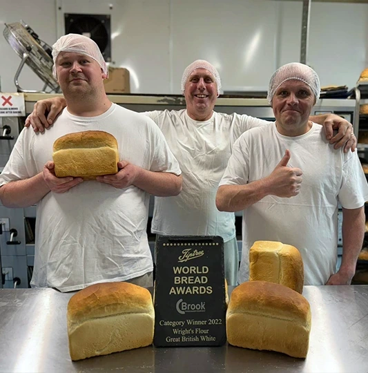 Paul and employee baker Lee with Paul's Tiptree World Bread 2022 award